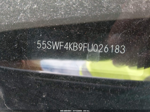 45603551 :رقم المزاد ، 55SWF4KB9FU026183 vin ، 2015 Mercedes-benz C 300 4matic مزاد بيع