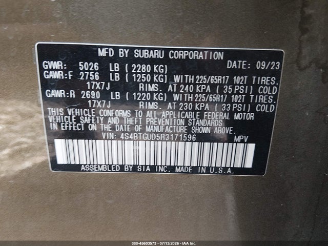 Продажа на аукционе авто 2024 Subaru Outback Wilderness, vin: 4S4BTGUD5R3171596, номер лота: 45603573