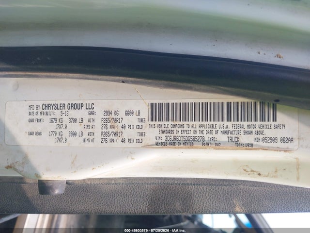 45603579 :رقم المزاد ، 3C6JR6DT5DG585278 vin ، 2013 Ram 1500 Tradesman مزاد بيع