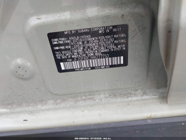 2017 Subaru Crosstrek 2.0i Premium მანქანა იყიდება აუქციონზე, vin: JF2GPABC3HH277750, აუქციონის ნომერი: 45603615