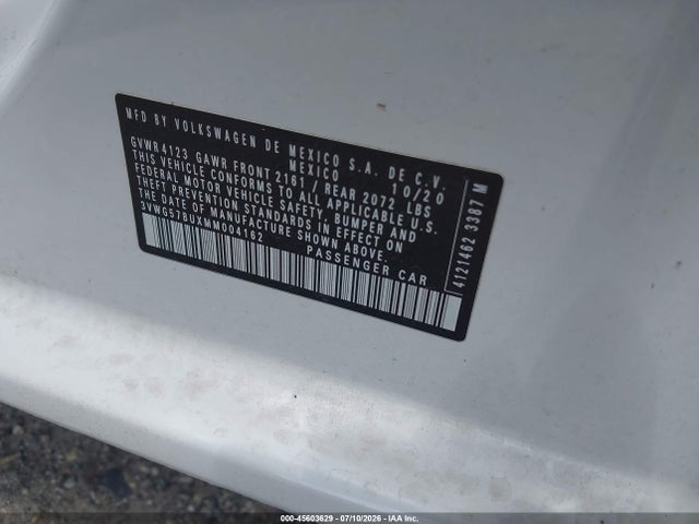 Продажа на аукционе авто 2021 Volkswagen Jetta 1.4t Sel Premium, vin: 3VWG57BUXMM004162, номер лота: 45603629