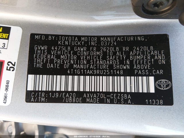 Toyota CAMRY SE 2024 4T1G11AK9RU251148 Image 9