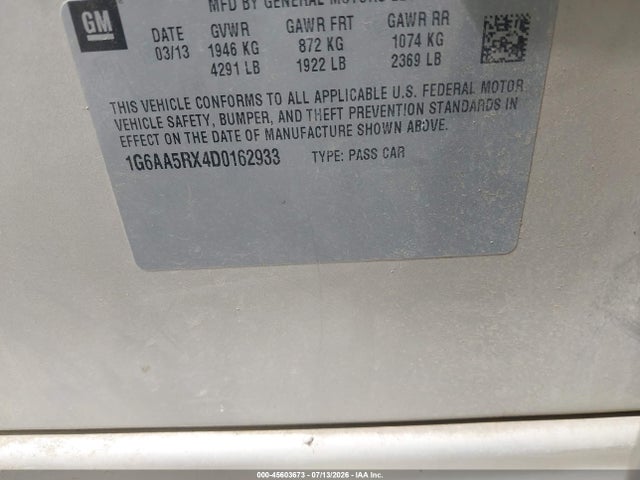 Продаж на аукціоні авто 2013 Cadillac Ats Standard, vin: 1G6AA5RX4D0162933, номер лоту: 45603673