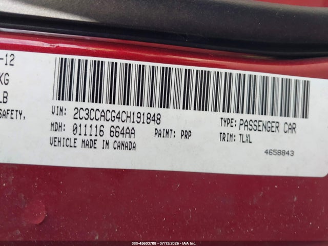 Aukcja sprzedaży 2012 Chrysler 300 Limited, vin: 2C3CCACG4CH191848, numer aukcji: 45603708