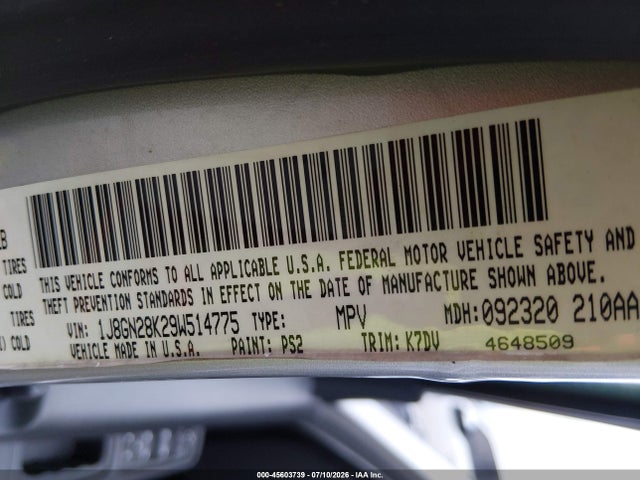 Продаж на аукціоні авто 2009 Jeep Liberty Sport, vin: 1J8GN28K29W514775, номер лоту: 45603739