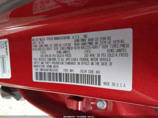 Auction sale of the 2024 Mazda Cx-50 2.5 S Select, vin: 7MMVABAM1RN235992, lot number: 45603751