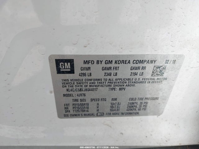 KL4CJCSBXJB644017 Buick Encore Essence