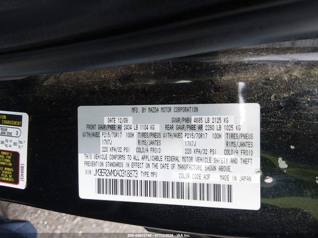 Продажа на аукционе авто 2010 Mazda Cx-7 I Sport, vin: JM3ER2WM0A0318873, номер лота: 45603765
