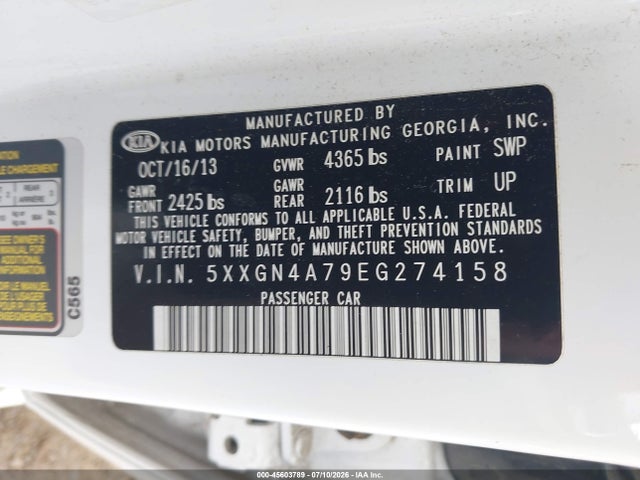 KIA OPTIMA EX 2014 5XXGN4A79EG274158 Image 9