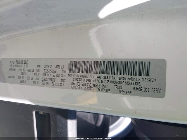3C6TRVAGXJE146613 RAM Promaster 1500 Low Roof 136 Wb