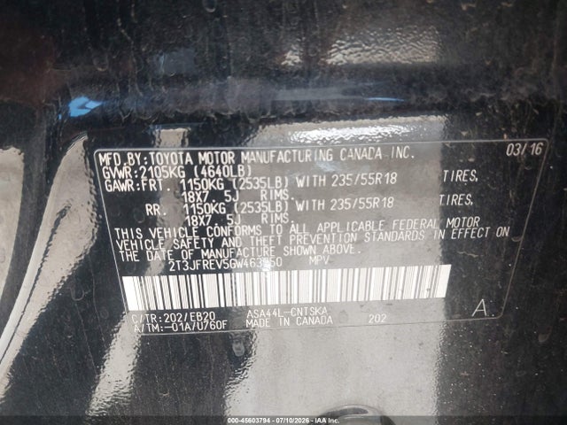 Toyota RAV4 SE 2016 2T3JFREV5GW463950 Image 9