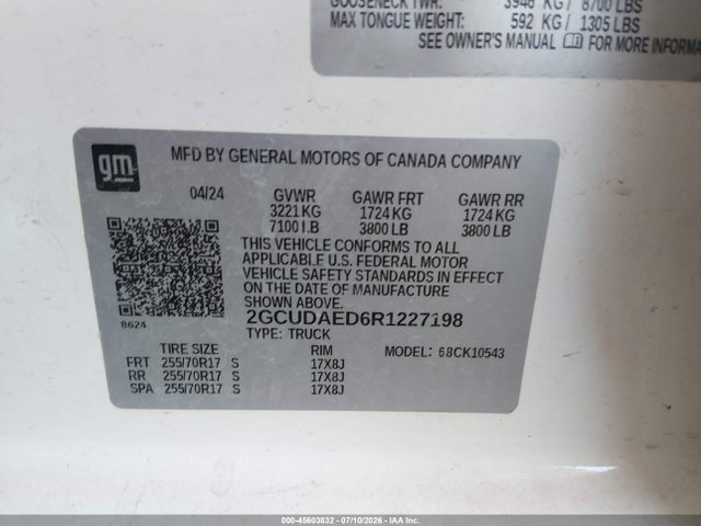 2GCUDAED6R1227198 Chevrolet Silverado 1500 4wd Short Bed Wt
