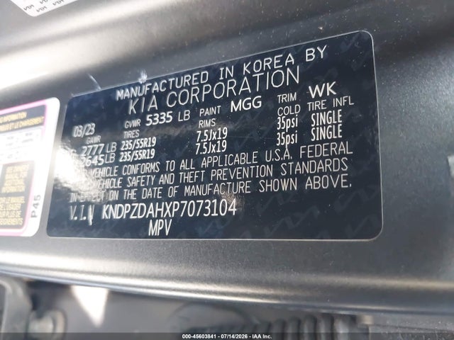 2023 Kia Sportage Plug-in Hybrid X-line Prestige მანქანა იყიდება აუქციონზე, vin: KNDPZDAHXP7073104, აუქციონის ნომერი: 45603841