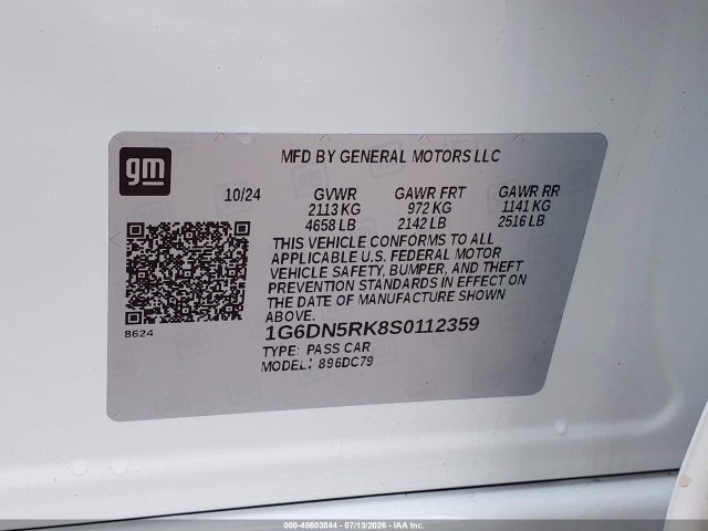Aukcja sprzedaży 2025 Cadillac Ct5 Premium Luxury Rwd, vin: 1G6DN5RK8S0112359, numer aukcji: 45603844
