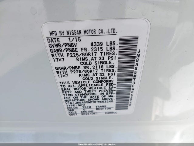 Nissan Rogue Select S 2015 JN8AS5MT3FW653240 Image 9