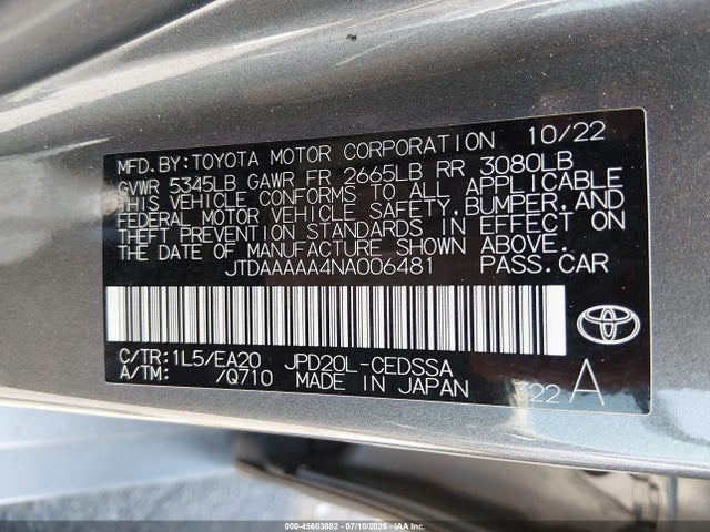 JTDAAAAA4NA006481 Toyota Mirai Xle