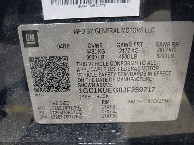 Chevrolet Silverado 2500hd Wt 2018 1GC1KUEG8JF259717 Image 9