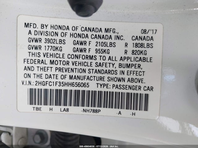 2HGFC1F35HH656065 Honda Civic Ex-t