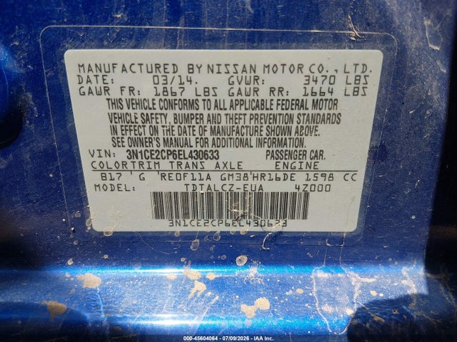 Nissan Versa Note S Plus 2014 3N1CE2CP6EL430633 Image 9
