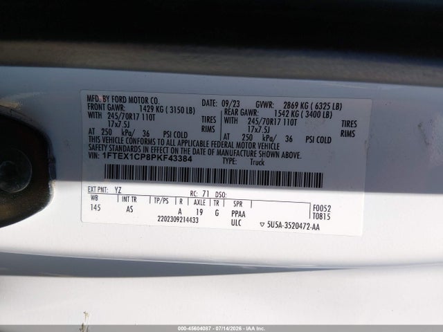 Ford F-150 Xl/xlt 2023 1FTEX1CP8PKF43384 Image 9