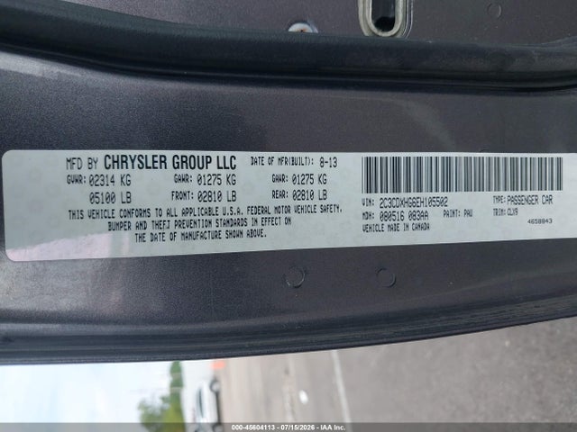 45604113 :رقم المزاد ، 2C3CDXHG6EH105502 vin ، 2014 Dodge Charger Sxt Plus مزاد بيع
