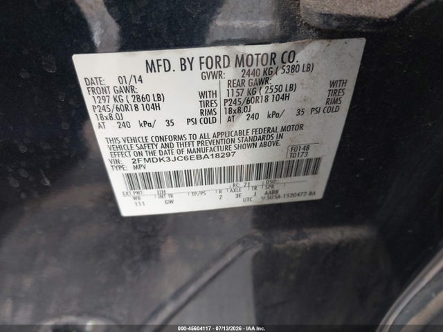 2FMDK3JC6EBA18297 Ford EDGE SEL
