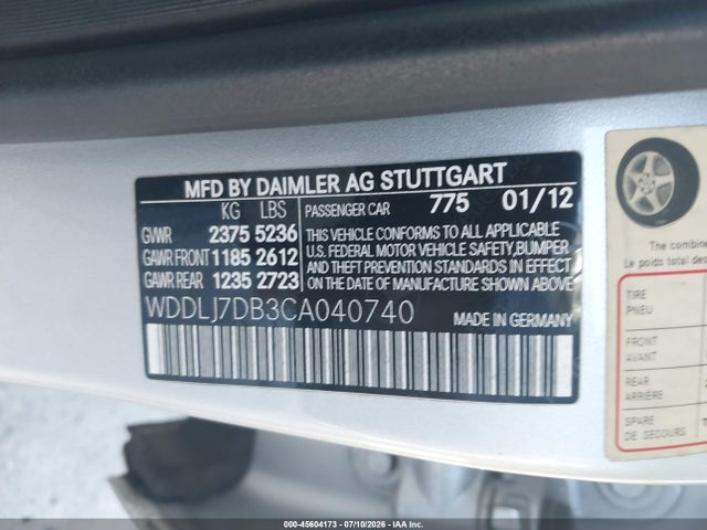 Продаж на аукціоні авто 2012 Mercedes-benz Cls 550, vin: WDDLJ7DB3CA040740, номер лоту: 45604173