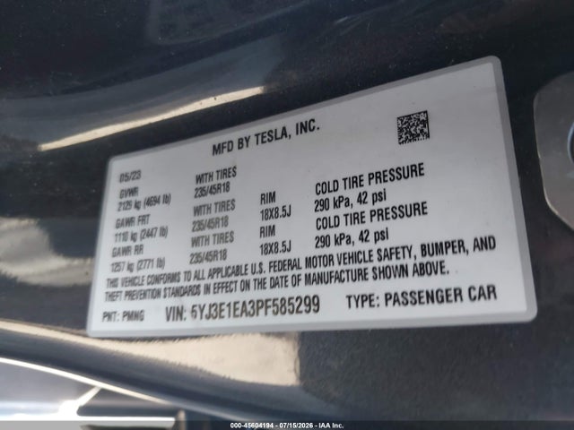 Tesla Model 3 Rear-wheel Drive 2023 5YJ3E1EA3PF585299 Image 9