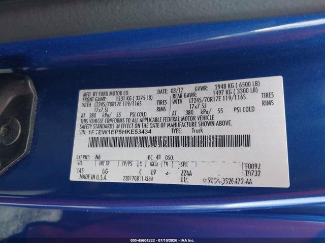 Ford F-150 Xlt 2017 1FTEW1EP5HKE53434 Image 9
