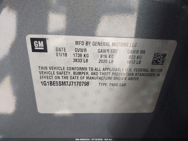 Chevrolet Cruze Lt Auto 2018 1G1BE5SM7J7170798 Image 9