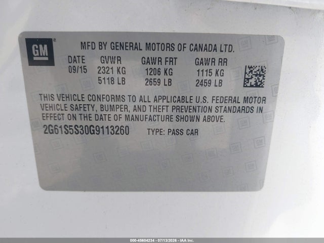 2016 Cadillac Xts Platinum მანქანა იყიდება აუქციონზე, vin: 2G61S5S30G9113260, აუქციონის ნომერი: 45604234
