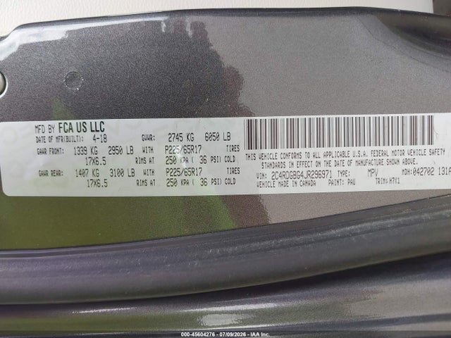2018 Dodge Grand Caravan Se მანქანა იყიდება აუქციონზე, vin: 2C4RDGBG4JR296971, აუქციონის ნომერი: 45604276