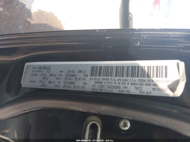 45604319 :رقم المزاد ، 1C6RR7JT0GS360809 vin ، 2016 Ram 1500 Laramie مزاد بيع