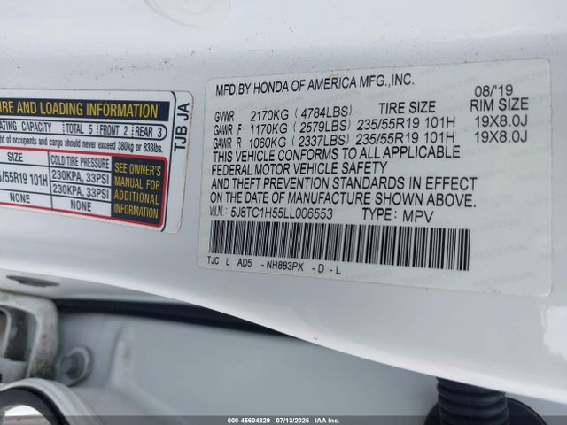 Продаж на аукціоні авто 2020 Acura Rdx Technology Package, vin: 5J8TC1H55LL006553, номер лоту: 45604329