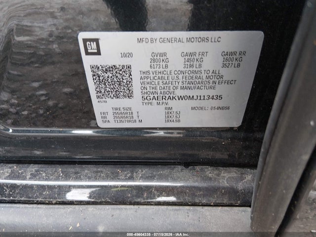Продажа на аукционе авто 2021 Buick Enclave Fwd Preferred, vin: 5GAERAKW0MJ113435, номер лота: 45604335