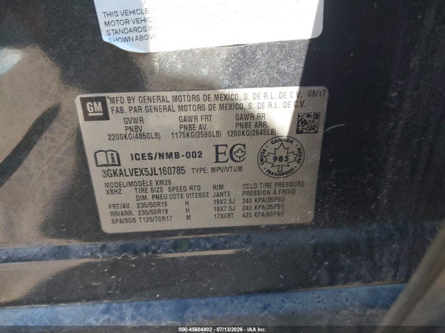 Продажа на аукционе авто 2018 Gmc Terrain Slt, vin: 3GKALVEX5JL160785, номер лота: 45604402