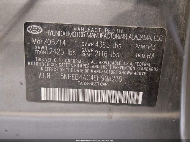 Hyundai SONATA GLS 2014 5NPEB4AC4EH908235 Image 9