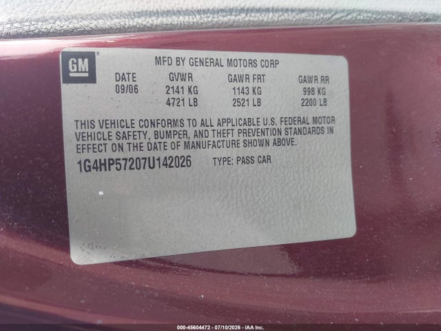 45604472 :رقم المزاد ، 1G4HP57207U142026 vin ، 2007 Buick Lucerne Cx مزاد بيع