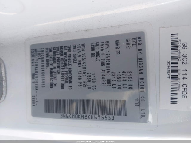 Nissan Nv200 S 2019 3N6CM0KN2KK695553 Image 9