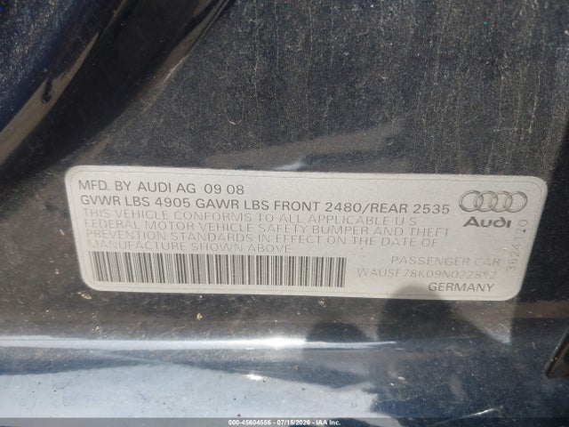 Aukcja sprzedaży 2009 Audi A4 2.0t Premium, vin: WAUSF78K09N022812, numer aukcji: 45604556