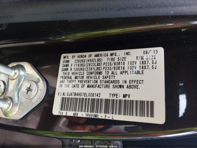 2014 Acura Rdx მანქანა იყიდება აუქციონზე, vin: 5J8TB4H57EL006142, აუქციონის ნომერი: 45604641