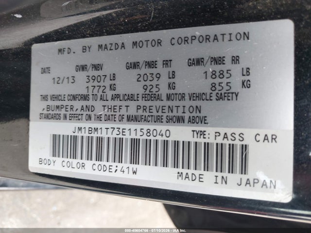 2014 Mazda Mazda3 I Sv მანქანა იყიდება აუქციონზე, vin: JM1BM1T73E1158040, აუქციონის ნომერი: 45604766
