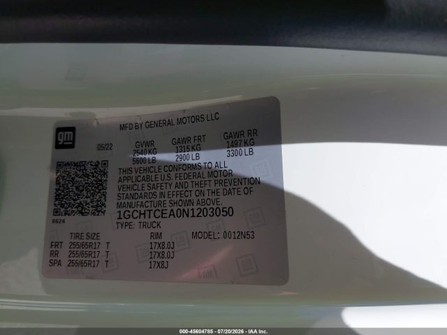 1GCHTCEA0N1203050 Chevrolet Colorado 4wd Long Box Lt