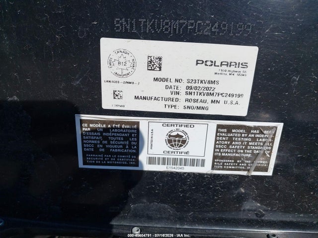 Polaris 650 Indy Vr1 2023 SN1TKV8M7PC249199 Image 9