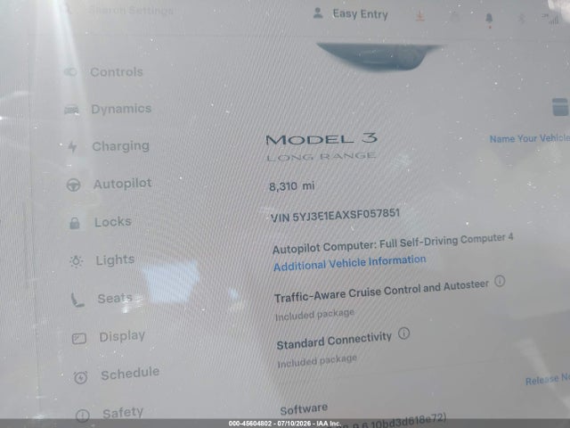 Продажа на аукционе авто 2025 Tesla Model 3 Long Range Rear-wheel Drive/standard Rear-wheel Drive, vin: 5YJ3E1EAXSF057851, номер лота: 45604802