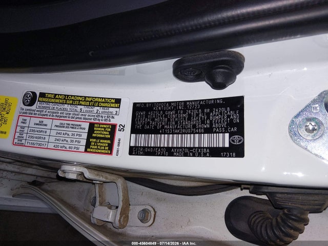 4T1S31AK2RU075466 Toyota Camry Hybrid Se