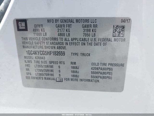 1GC4KYCG5HF182659 Chevrolet Silverado 3500hd Work Truck