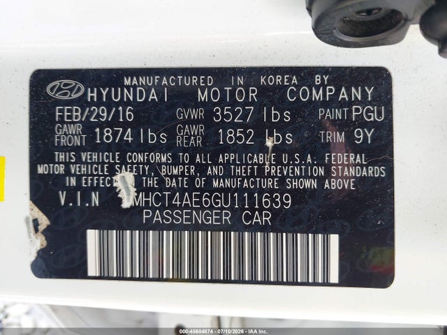 Hyundai ACCENT SE 2016 KMHCT4AE6GU111639 Image 9