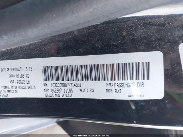 1C3CCCBB8FN714981 Chrysler 200 S