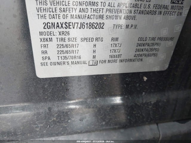 Chevrolet EQUINOX LT 2018 2GNAXSEV7J6186202 Image 9